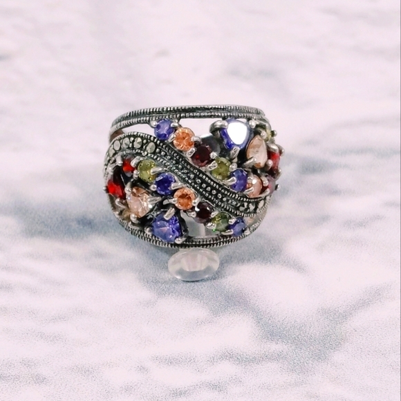 Sterling Silver Multicolored Gemstone Ring‎ - Picture 4 of 6